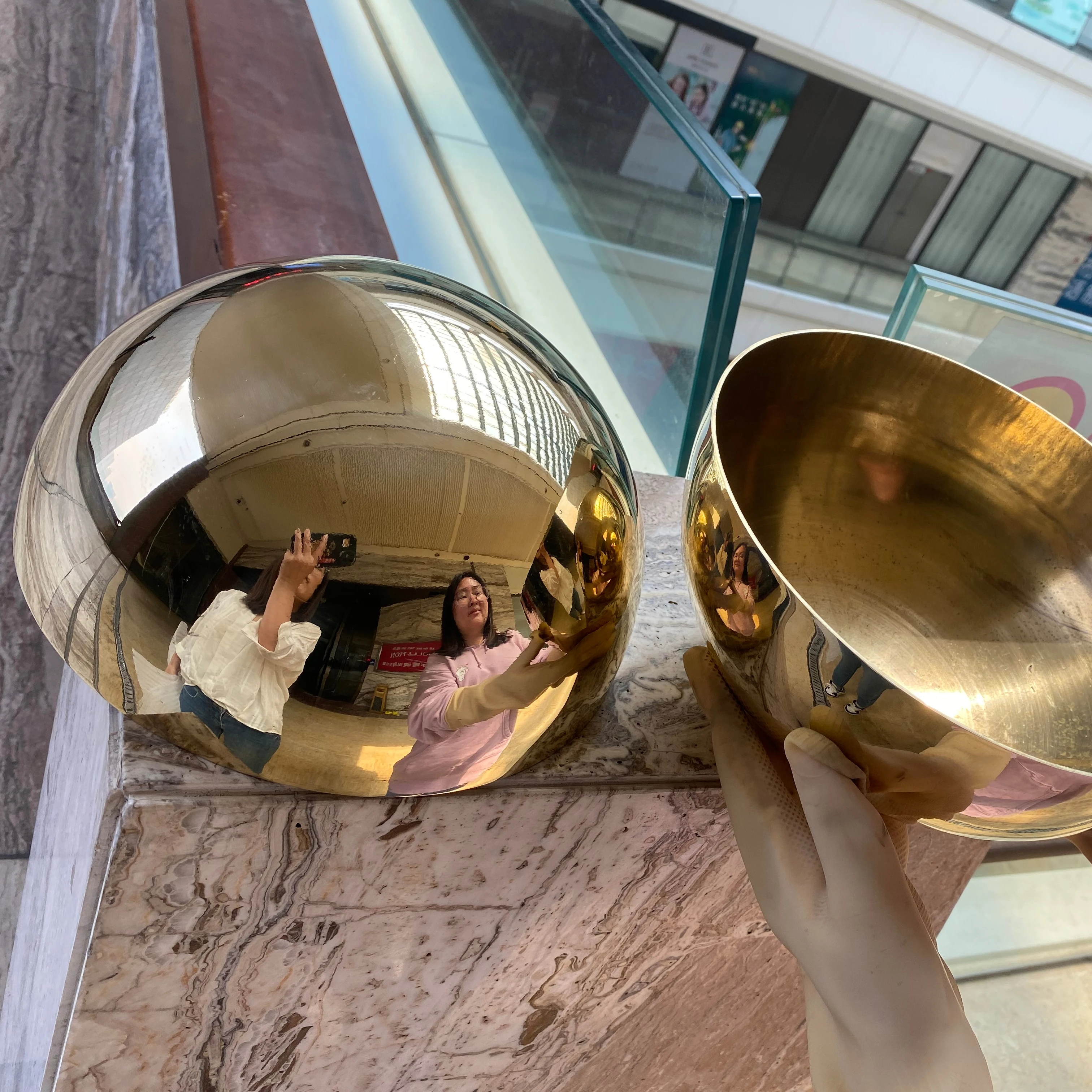 Dia25CM Shiny Brass Hemisphere Half Ball Copper Half Sphere