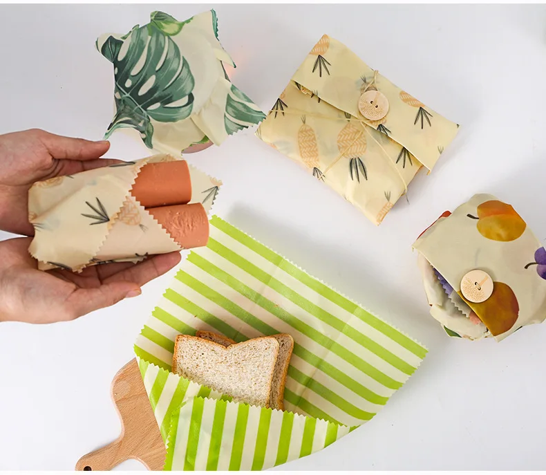 
Eco-friendly Organic Food Wrap Alternative Food Storage Bread Sandwich Wrapping Reusable Beeswax Wrap 