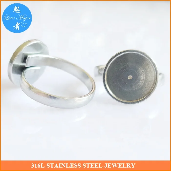 Wholesale Stainless Steel Basic Interchangeable Adjustable Stone Tray Ring Fashion Jewelry Finding