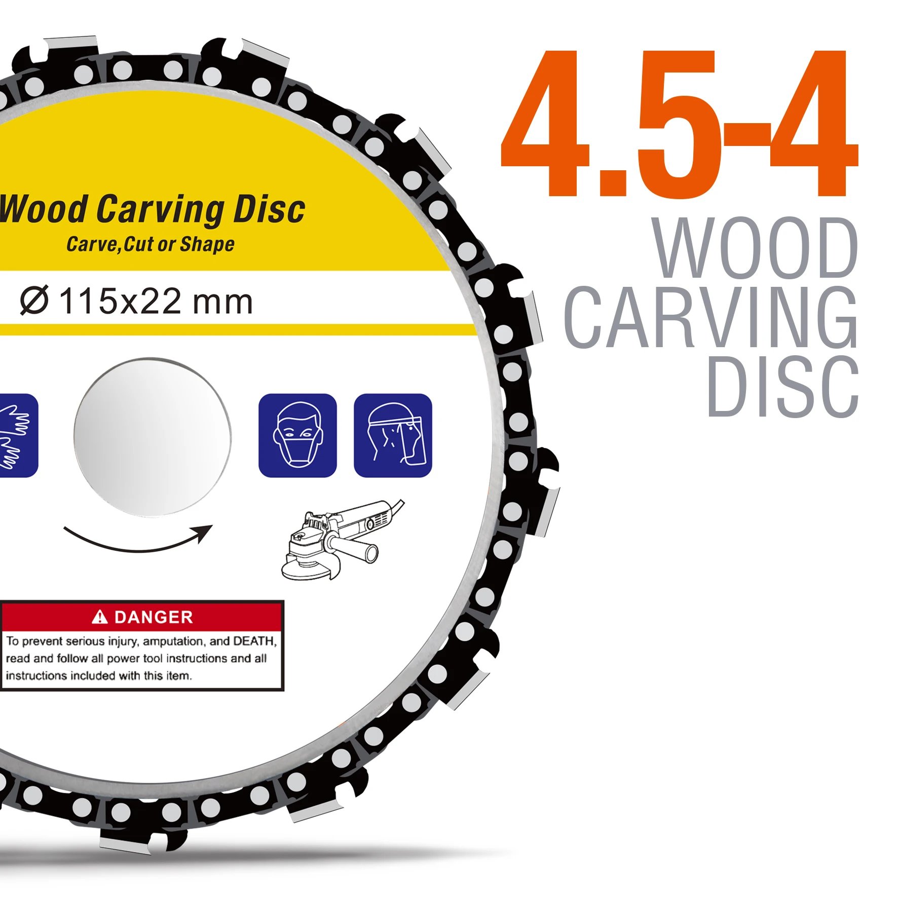 4.5in Grinder Chain Saw Disc Abrasive Sculpting Sharpening Tool Tree Cutter Saw Blade for Woodworking
