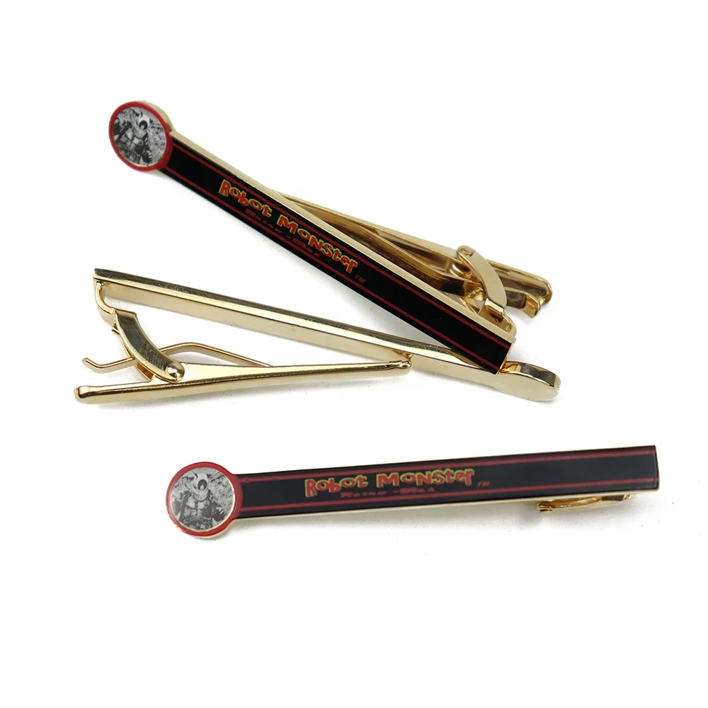 Manufacturer Gold Long Copper Necktie Bar Clip Quality Robot Company Name Printed Custom Tie Clip for Men Shirt