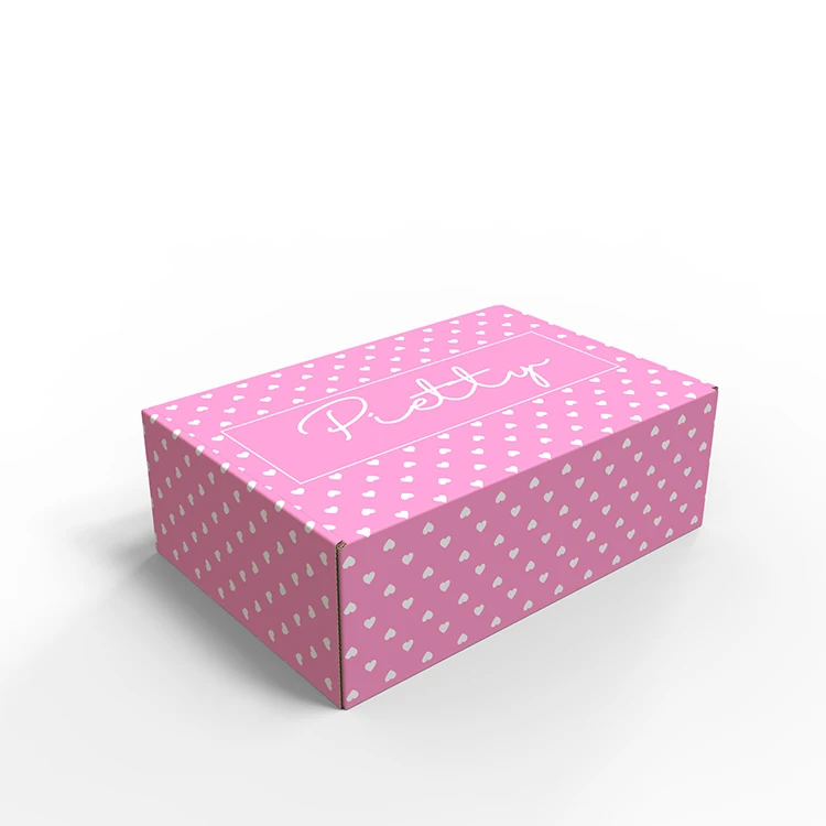 
Wholesale corrugated luxury paper pink cosmetics skin sare gift shipping mailer box custom logo for packing 