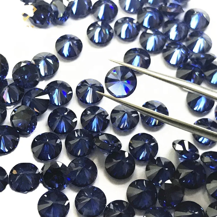Synthetic cubic zirconia gemstone niel gems cz dark blue zircon round cutting loose stone tanzanite prices