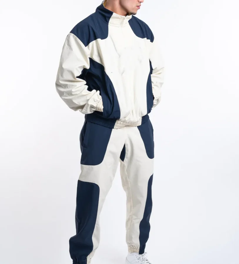 Custom Men sweatsuit Zipper  Pockets Tracksuit With Side Tape Sportswear Men Sweatsuits