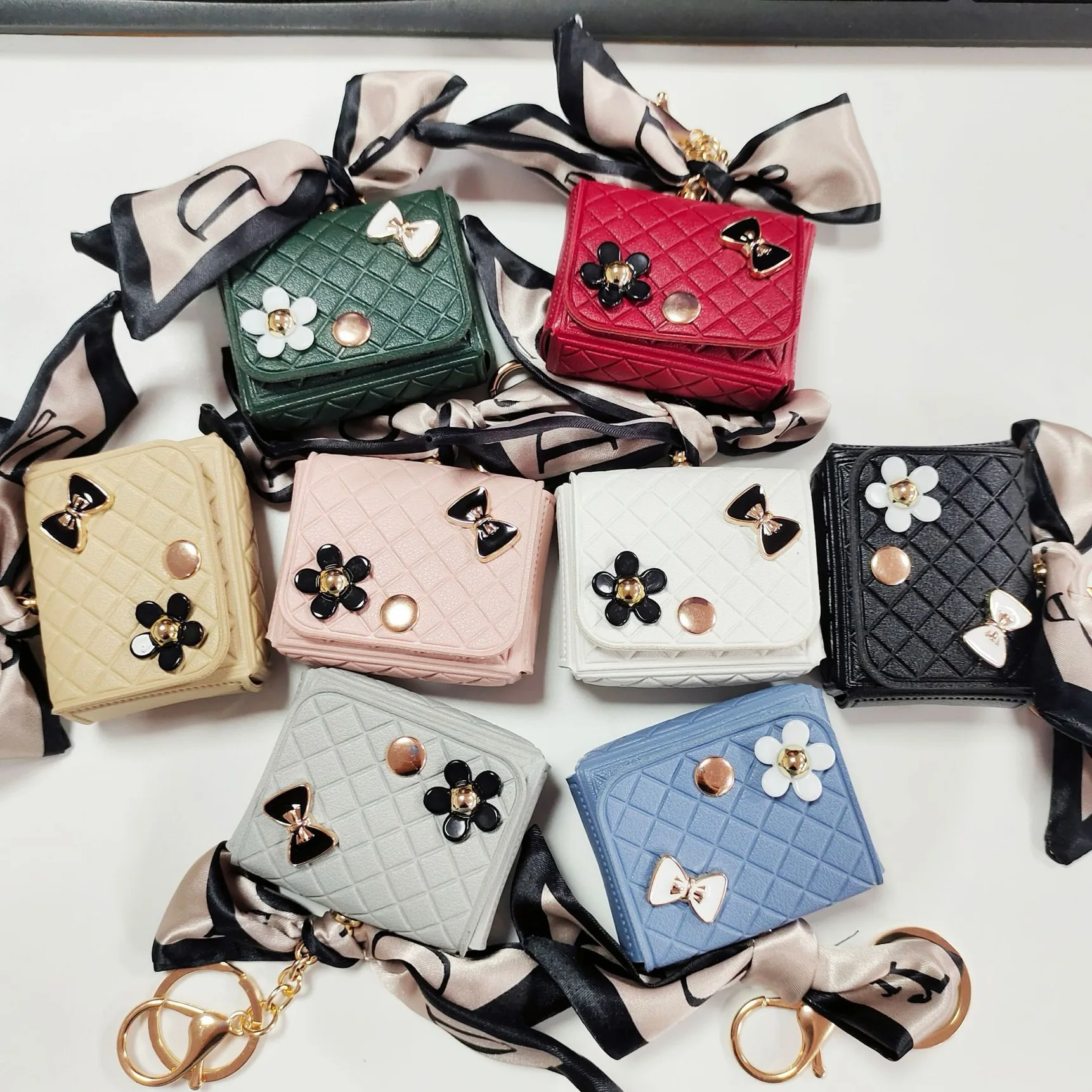 3D Mini Coin Purse Key Chain Earphone Case handbag shape key ring Pouch PU leather Keychain charm bag pendant Wallet Keychain
