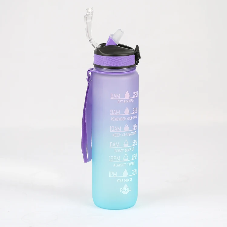 Ailingalaxy Plastic Motivational Time Marker Tu Sports Water Bottle Powder Coated