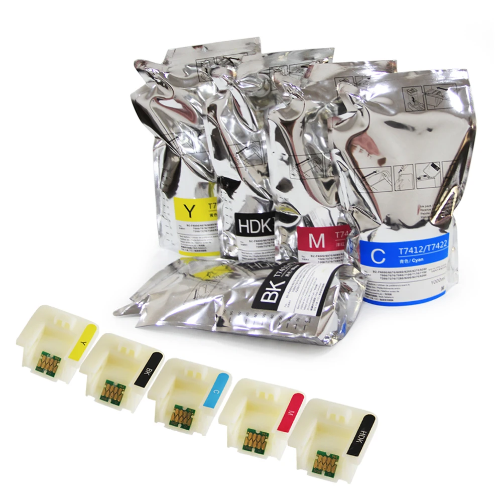 Ocbestjet Sublimation Refill Ink Bag For Epson Ink Heat Transfer Ink For EPSON Surecolor F6000 F6070 F6270 F9300 F6200