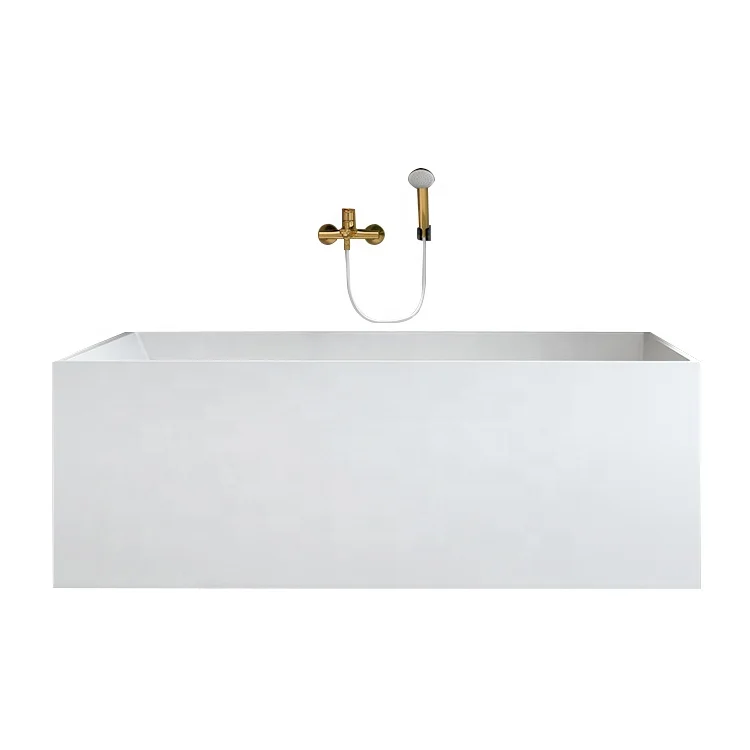 Bathroom soaking bath tub artificial stone rectangle 2 person walk in bathtub