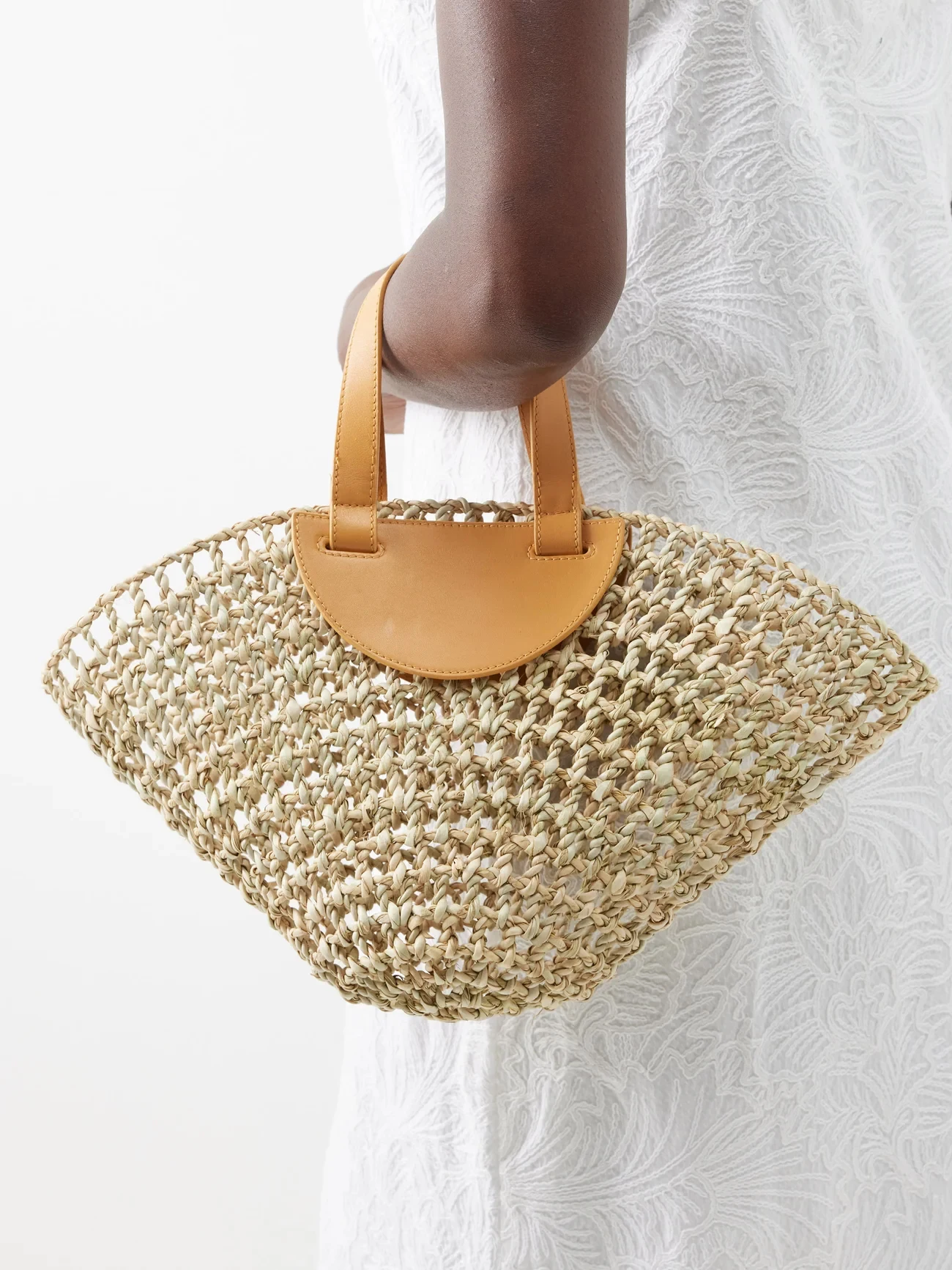 Custom Fashion Raffia woven with leather high quality Handbag Accept Customized size