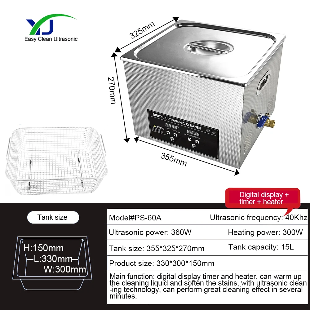 40khz 360W Ultrasonic Cleaning Machine Ultrasonic Bath 19L PCB Injector Parts Ultrasonic Washer Digital Ultrasonic Cleaner