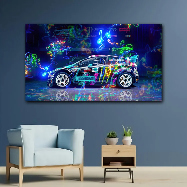Hot Sale Cool Flash Car Canvas Print Painting Sports Car Wall Art Hotel Decoration