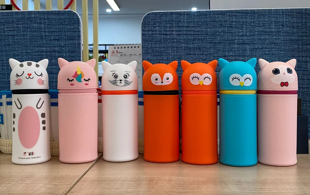 Custom High Quality Multipurpose Kids Silicone Pencil Case Storage Bags  Pen Case Large Capacity Stationery Pencil  Pouch Box