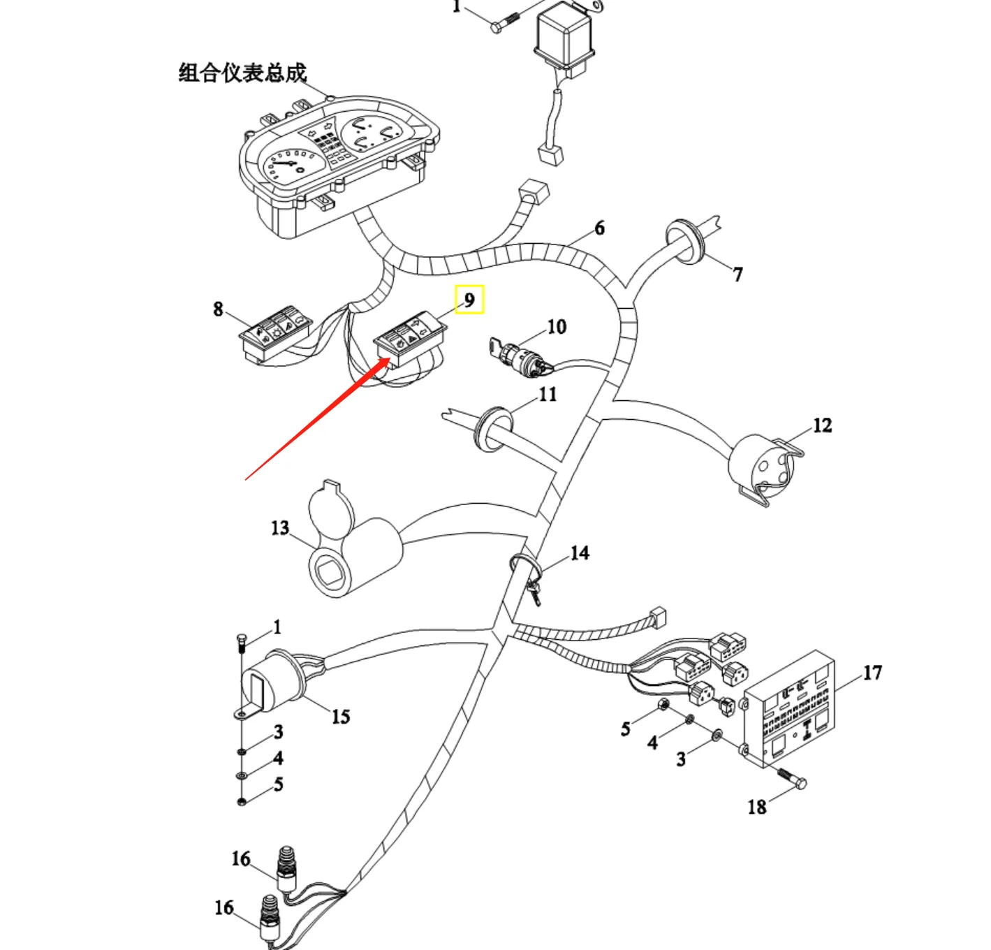 Четырехместный кулисный переключатель FT65.48.652 для сельскохозяйственного трактора Foton Lovol запасные