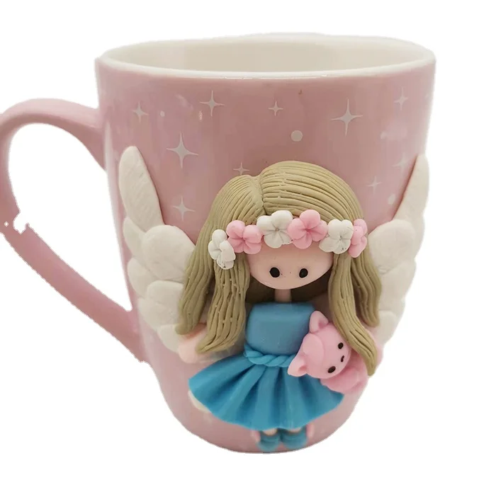 Популярная распродажа, кружка из полимерной глины Cutie Little Angel girl, керамическая Подарочная кружка