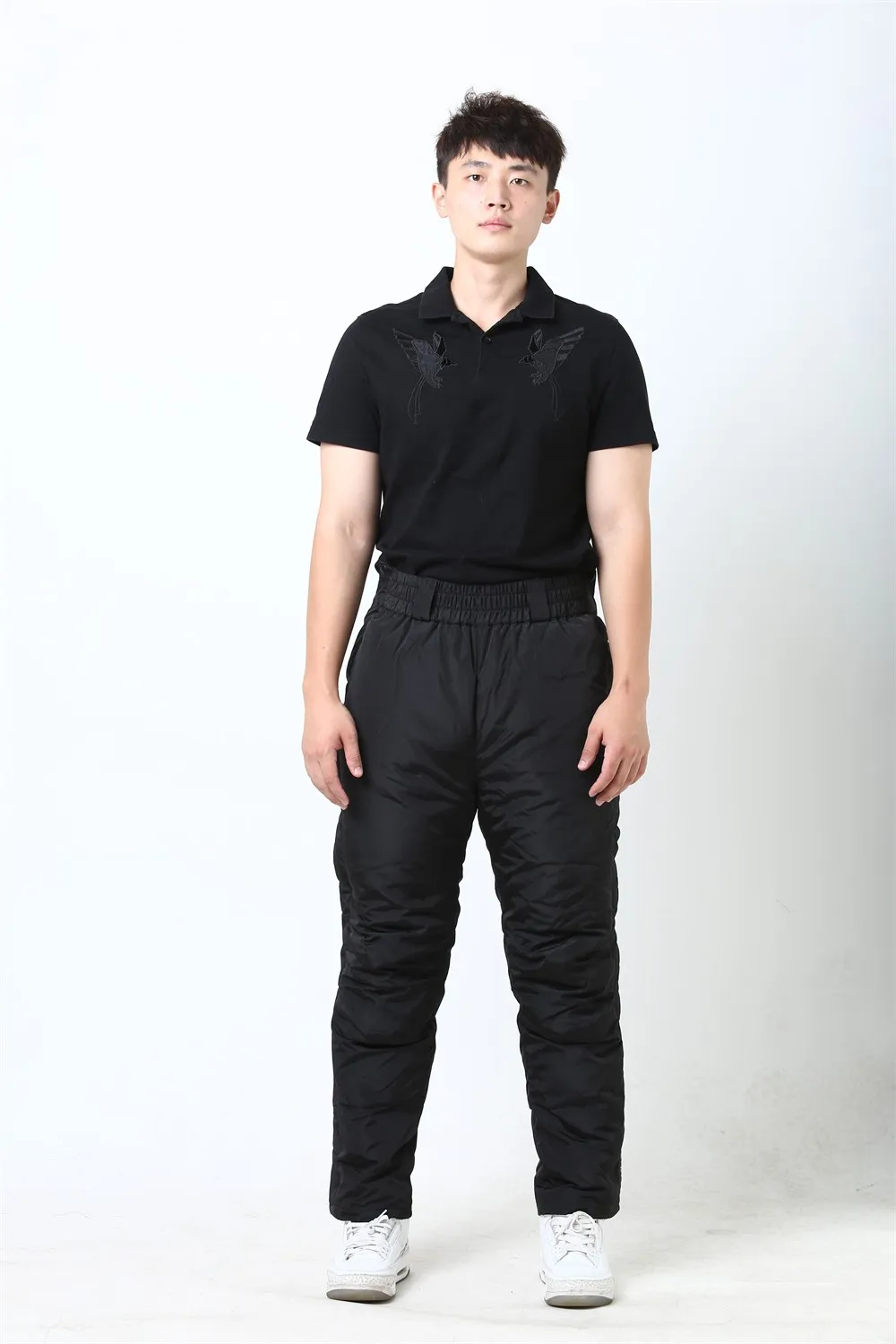 Good Price Black Polyester Nylon Thicken Outer Wear Holiday Gift Winter Warm Down Pants Winter Warm Down  Pants