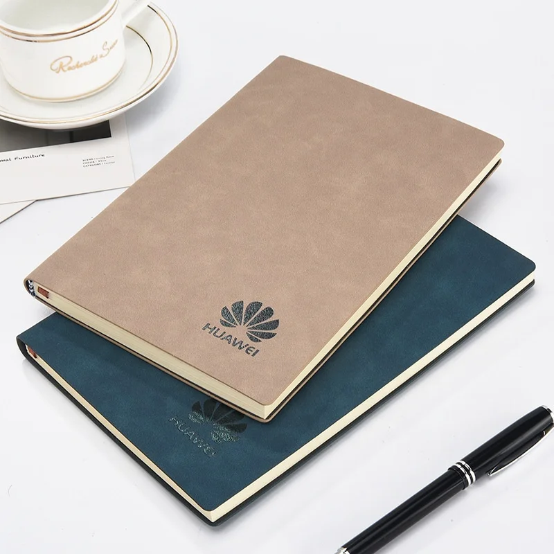 Zeamor Embossed Logo Customized A5 Business Office School Gifts Velvet PU Leather Cover Portfolio Diary Planner and Notebooks