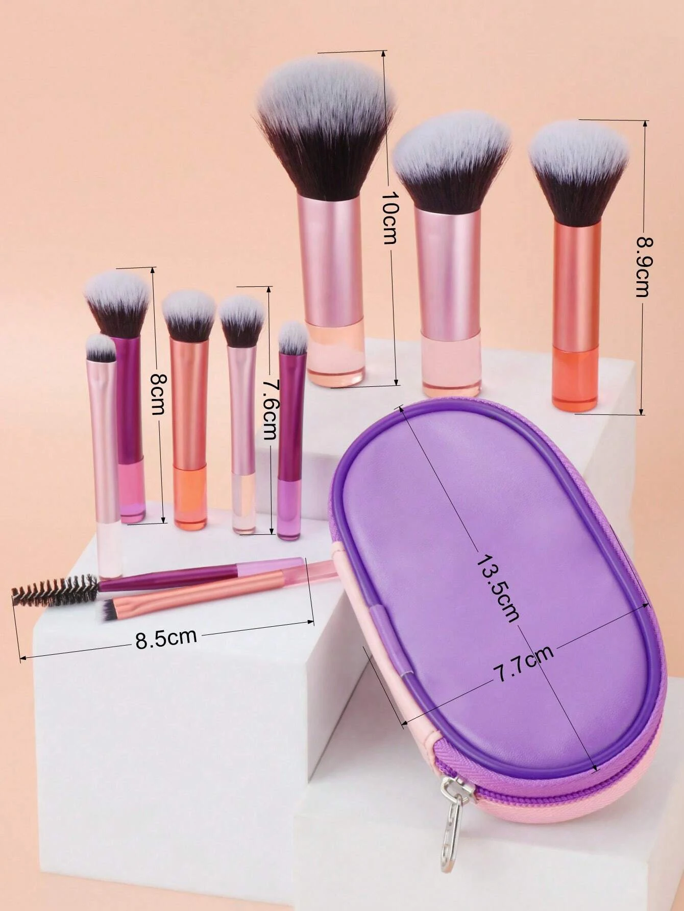 New Fashion 10pcs colors Short Handle Makeup Brushes Travel Make Up Tools Private Label Makeup Brush Set With Bag