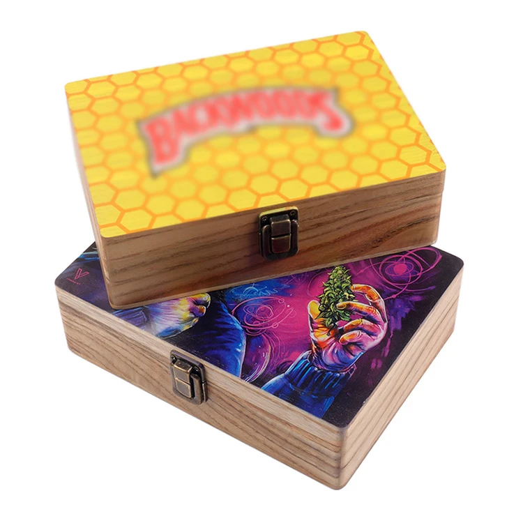 
Wholesale Wooden Backwoods Smoking Rolling Box Eco-friendly Custom pattern Bamboo Weed Stash Box With Lock 