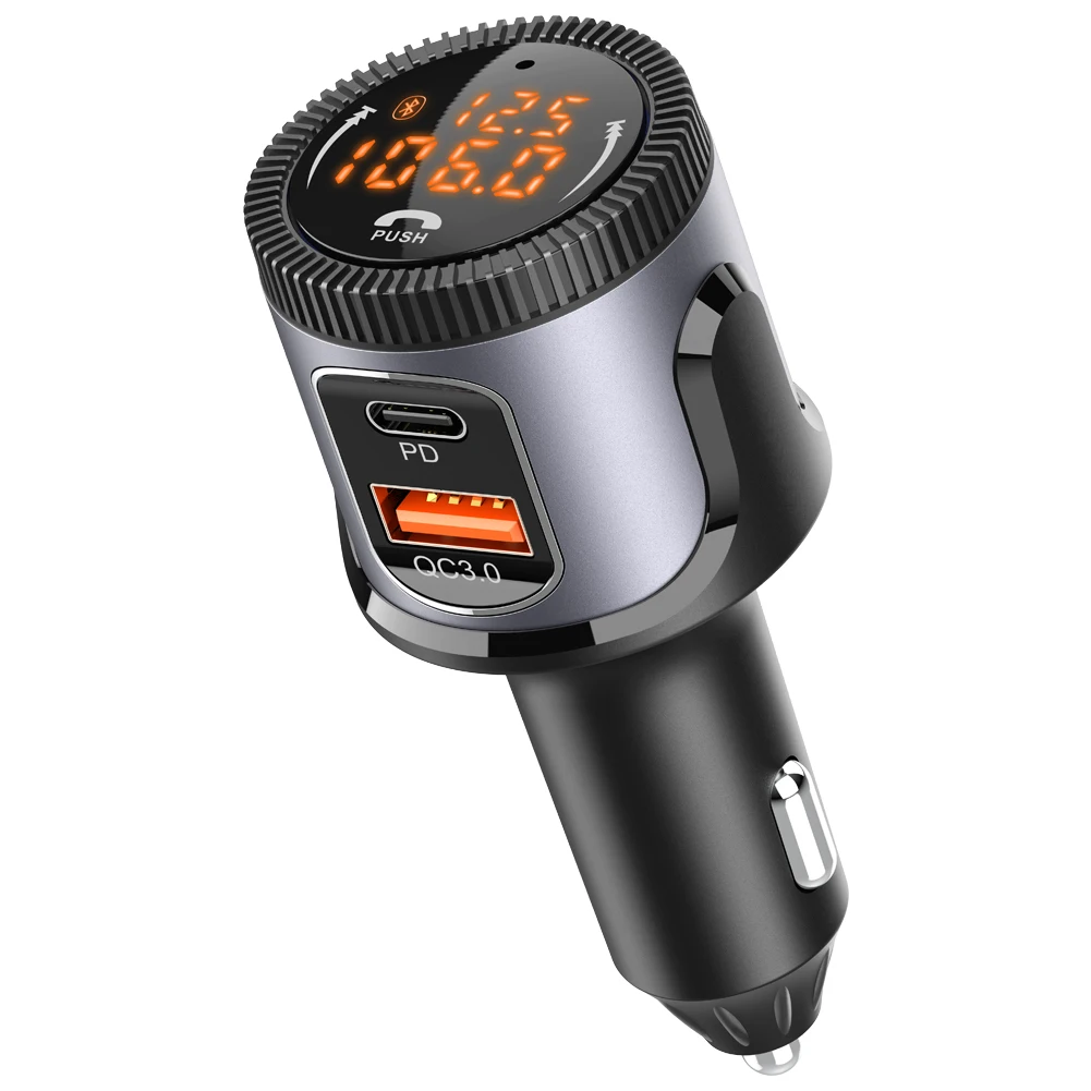 Auto Bluetooth Car FM Transmitter Dual Charging PD QC 3.0 with Memory Playback Noise Cancellation MP3 Car FM Modulator