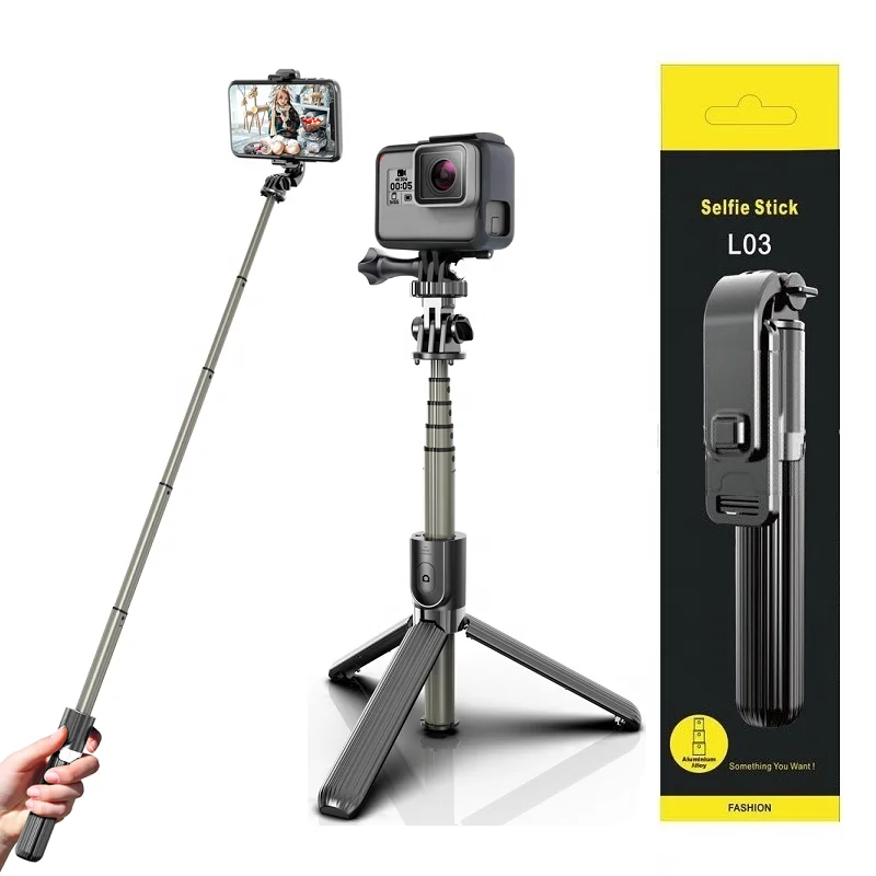 L03 Aluminum Wireless Remote Cell Phone Gopro Camera Monopod Selfie Stick and Tripod Stand