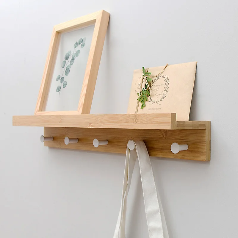 Rustic Wooden Wall Mail Holder with Key Hooks Letter Sorter Organizer for Hallway Kitchen Bathroom Farmhouse Decor