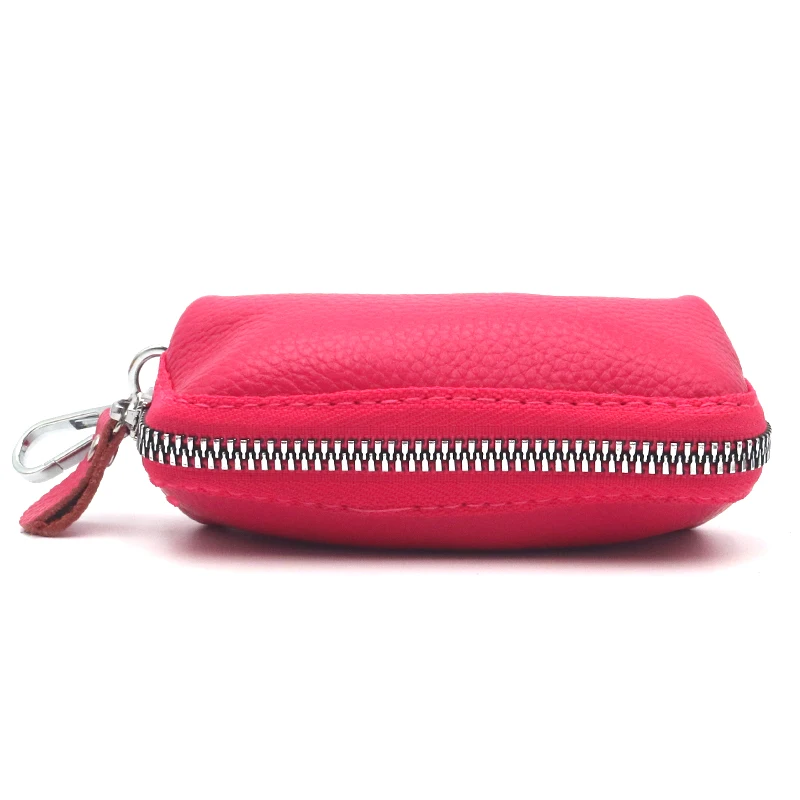 Genuine Leather Cosmetics Key Bag Zippered Money Pouch Bank Bag Custom Keychain Mini Coin Purse Wallet