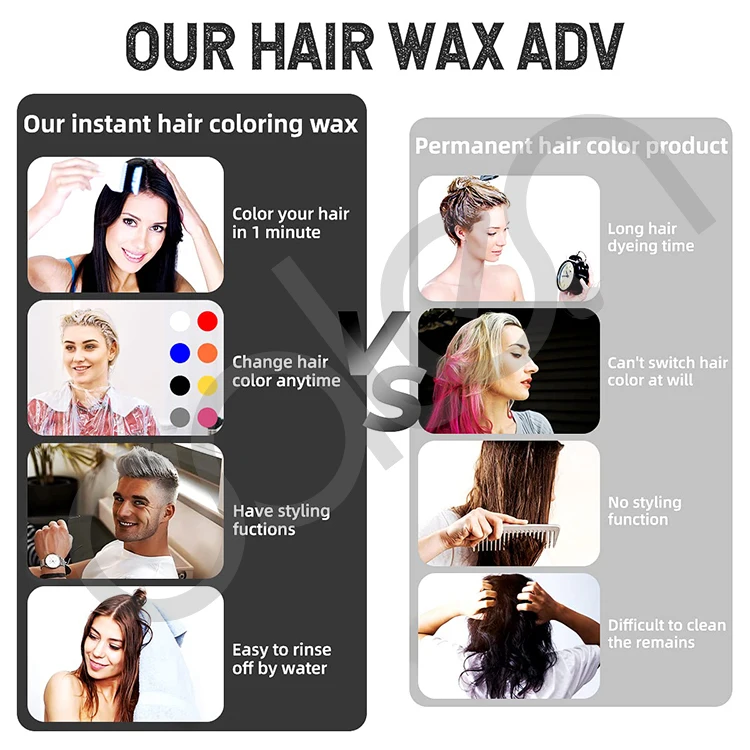 Oalen Private Label DIY Color Hair Temporary Hair Dye Color Wax Design Unique Hairstyle Hair Color Cream