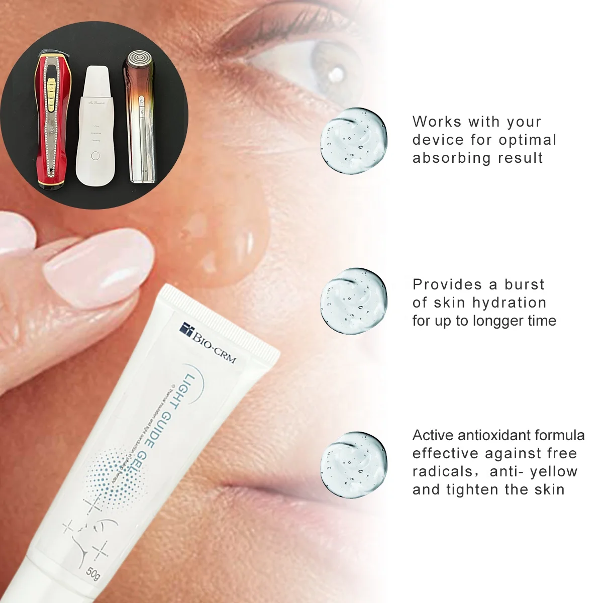 Bio-crm lab exclusive superoxidant dismutase ingredient  facial beauty device tripolar radio frequency for face conductive gel