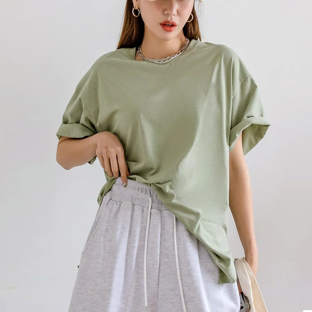 OME Top Quality 2022 Plus Size Women Summer Tops For Women Custom T Shirt Embroidery LOGO Oversize Tees Unisex Tshirt Blouses