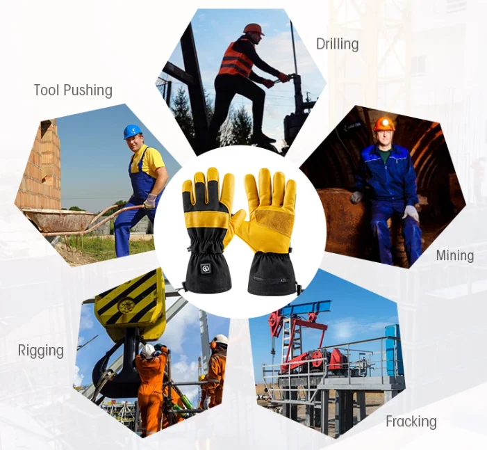 Winter worker industrial men electric safety gloves heavy duty hand glove logo construction working safety heated work gloves
