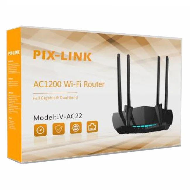 Wholesale PIX-LINK AC22 Dual band AC 1200Mbps Gigabit Ports home Wireless Router easy setup Wifi Repeater Router