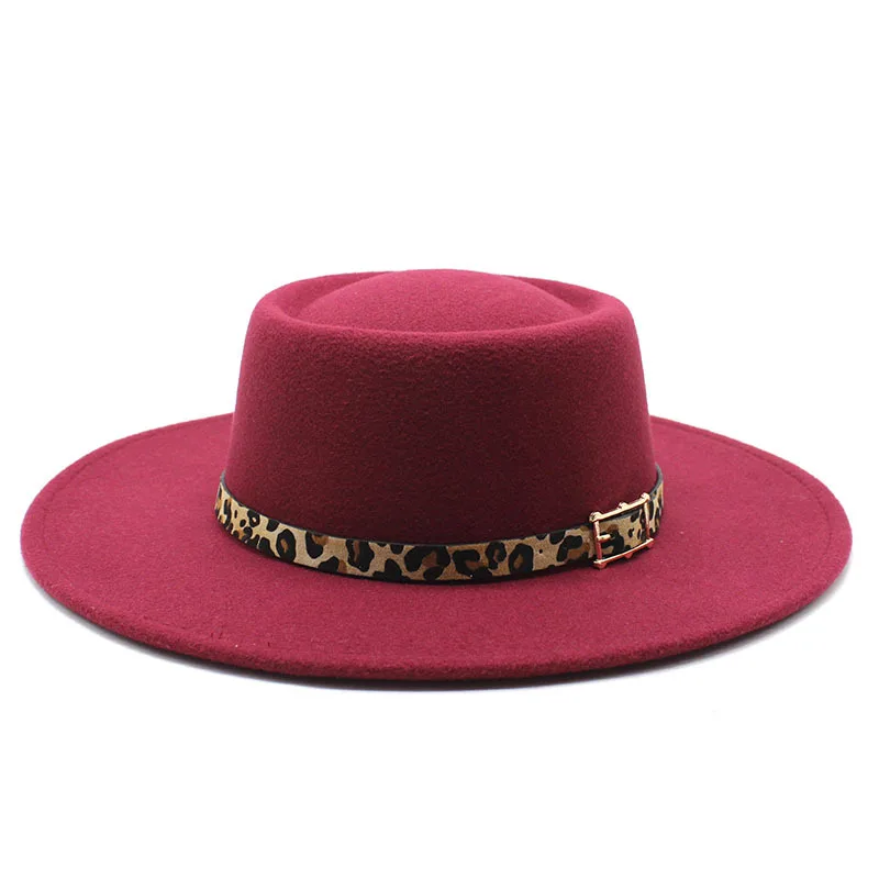 
New round top woolen felt top hat men and women Fedora Hats Fashion concave convex top woolen hat 