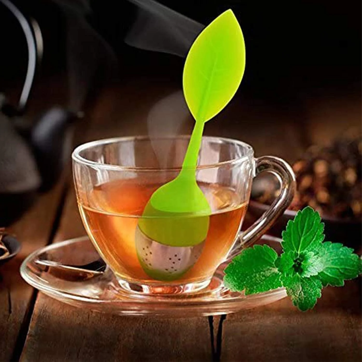 Tea Ball Steeper Mesh Tea Cup Filter Stainless Steel Long Handle for Loose with Silicone Wholesale 2 in 1 Tea Infusers N/A
