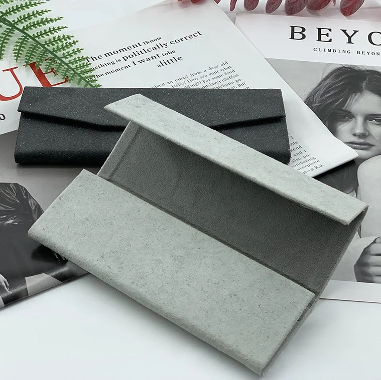 Customized Bonded Leather Foldable Glasses Case Regenerated Material Recyclable Sunglasses Box