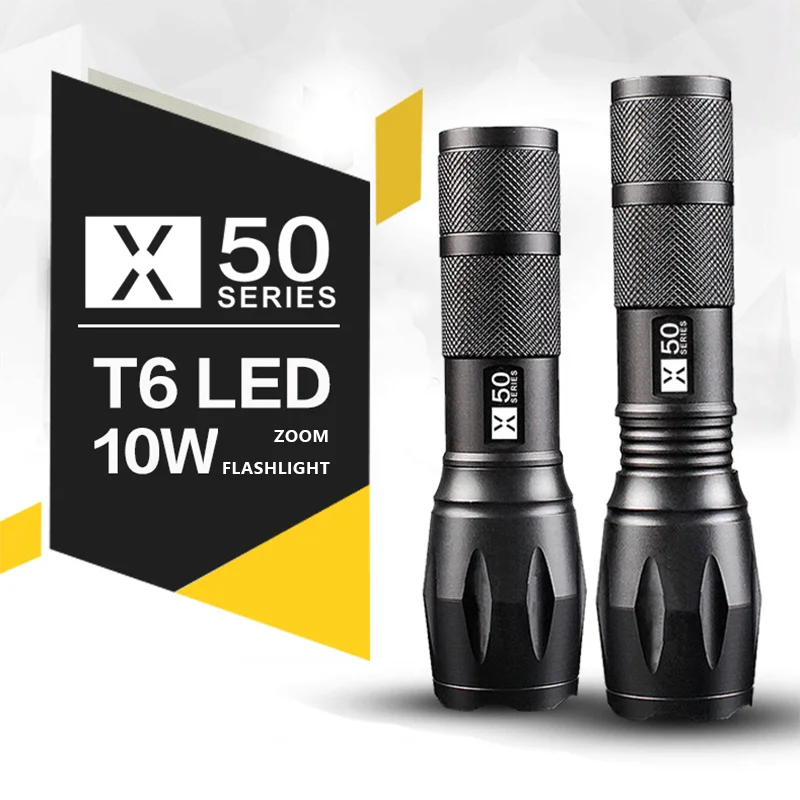 Тактический светодиодный фонарик Warsun X50, 18650 лм, масштабируемый, с аккумулятором или 3 батареями ААА