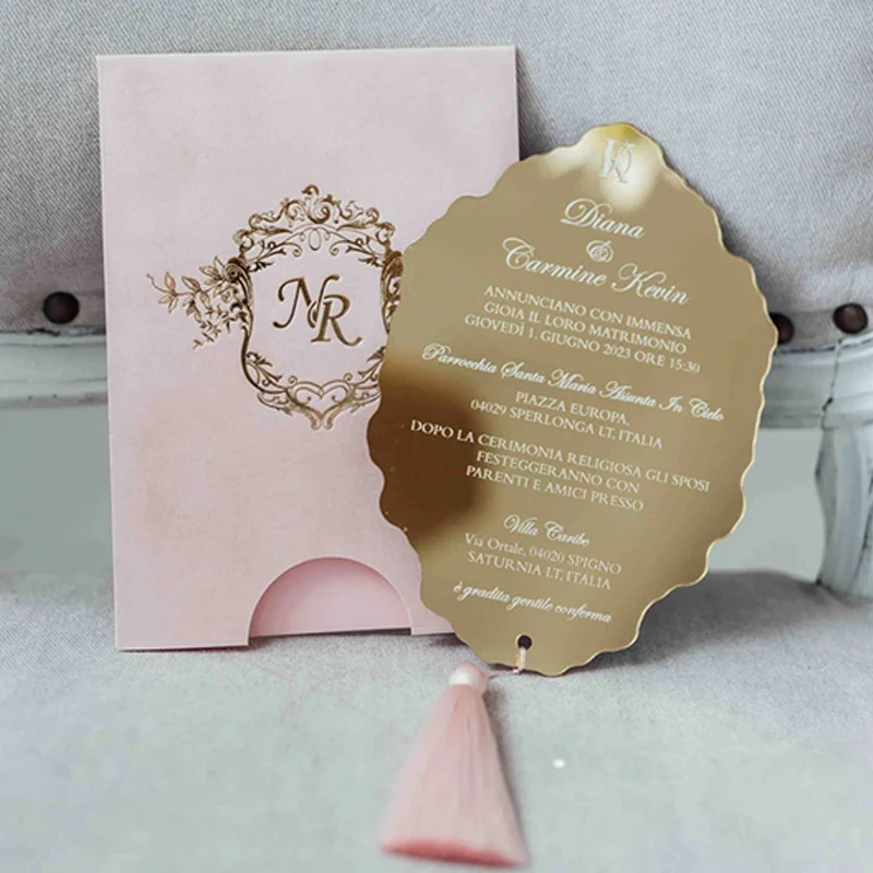 Custom Luxury Royal Blue Velvet Envelope with Clear Acrylic Elegant Wedding Invitations Set Custom Design Wedding Invitations