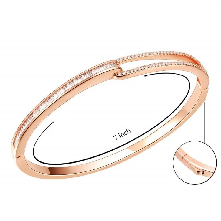 Модный женский браслет с золотым покрытием и прозрачным цирконом изготовленный на заказ розовым родиевым
