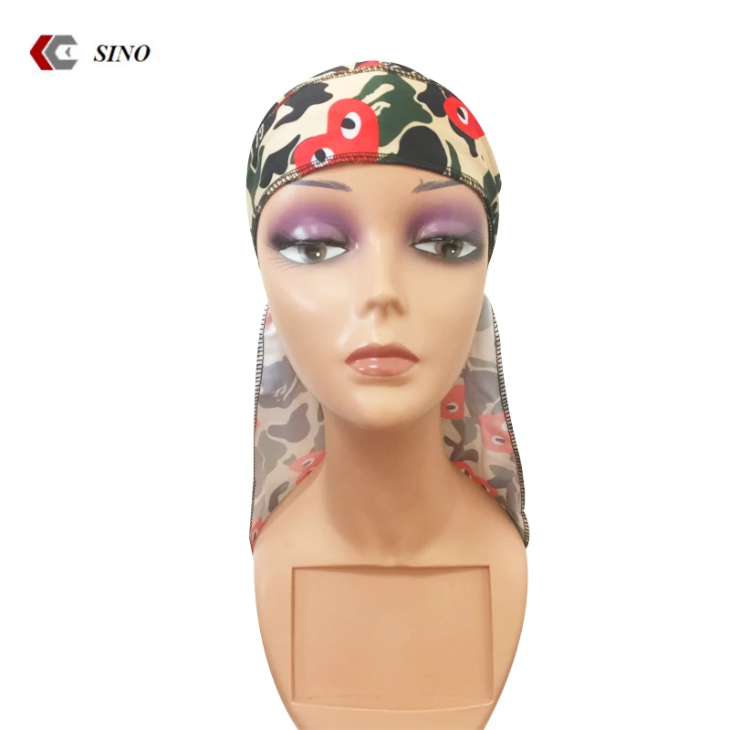 
High quality Factory direct sale printed stretch durag hot sale spandex durag hair scarf ethnic custom bandana pirate hat OEM 