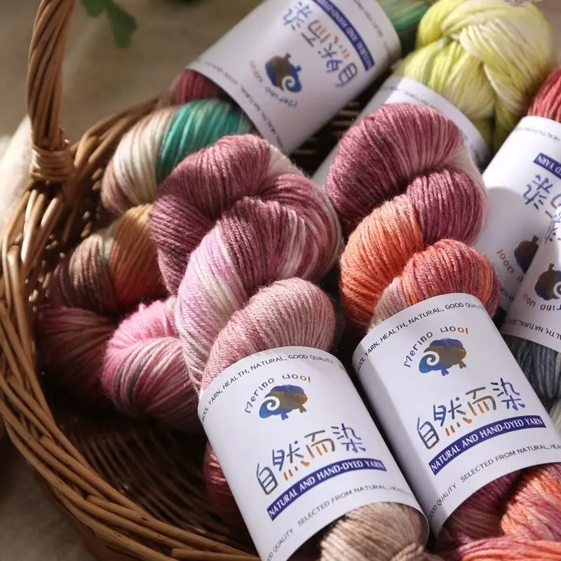 Dimuni Wholesale colorful wool Space dyed crochet yarn cotton hand knitting blended fancy wool yarn