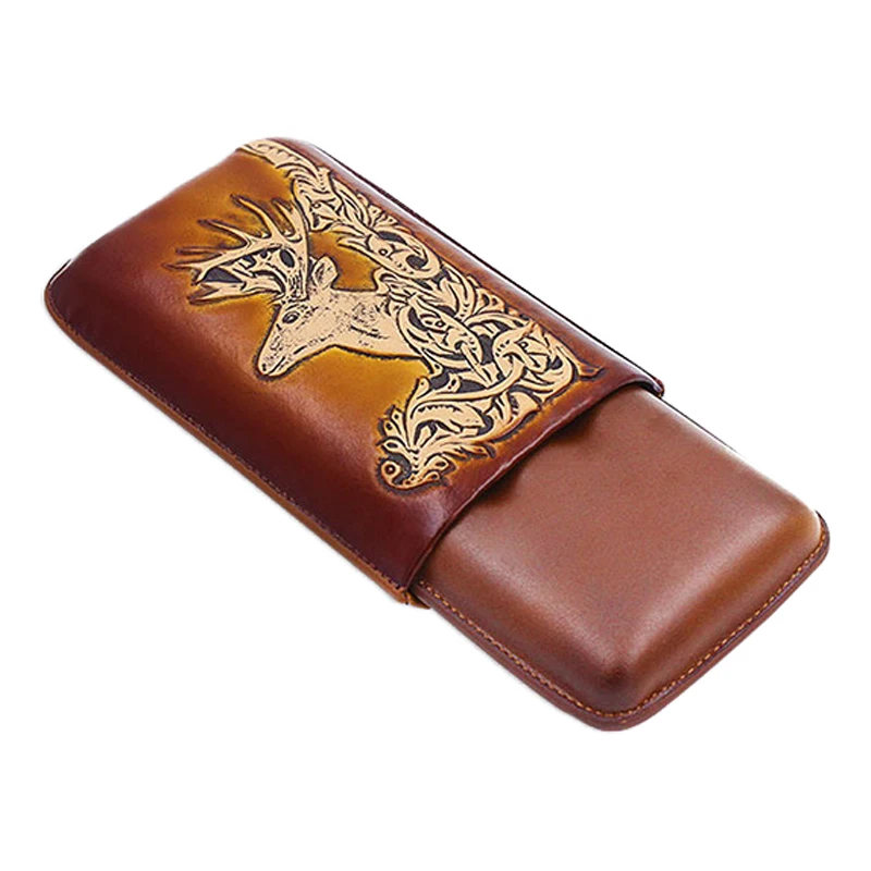 Free Customized Logo Newest Original High Quality Genuine Leather custom cigar holder case Small MOQ