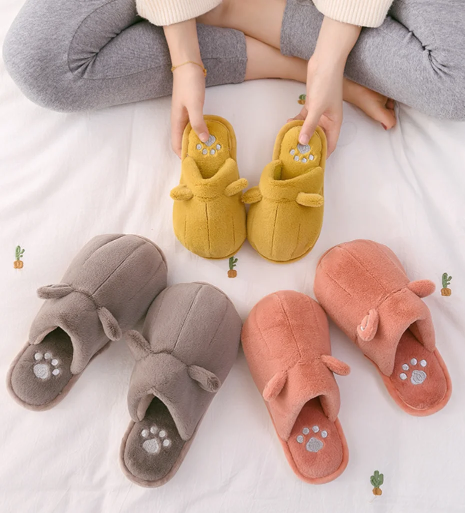 Indoor Autumn Fur Shoes Home Slippers Platform Fur New Fashion Design Faux Fur Cat Claw Lady EVA Plush Winter Warm Shoes for Men