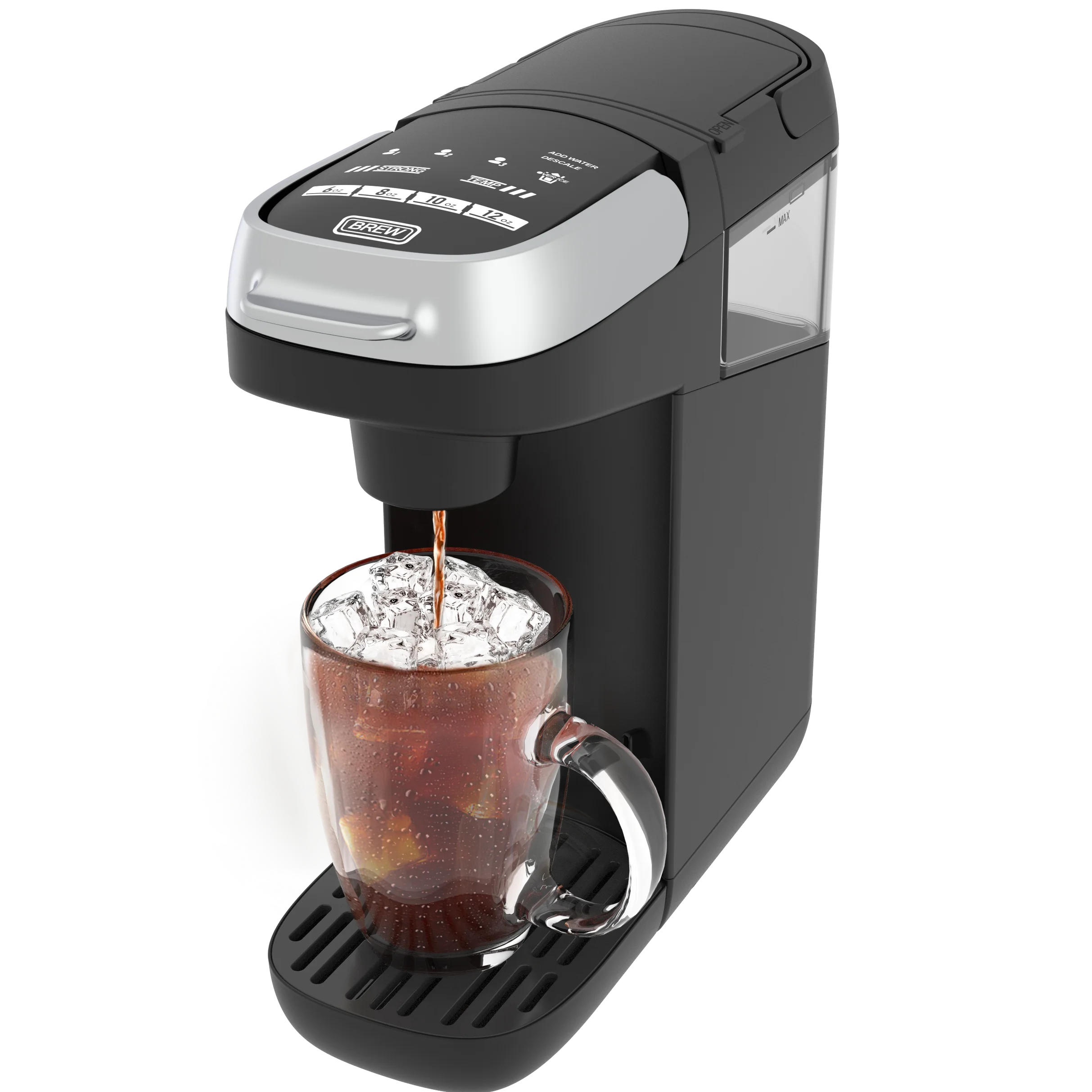 Black American capsule coffee machine, coffee machine with a choice of cup number