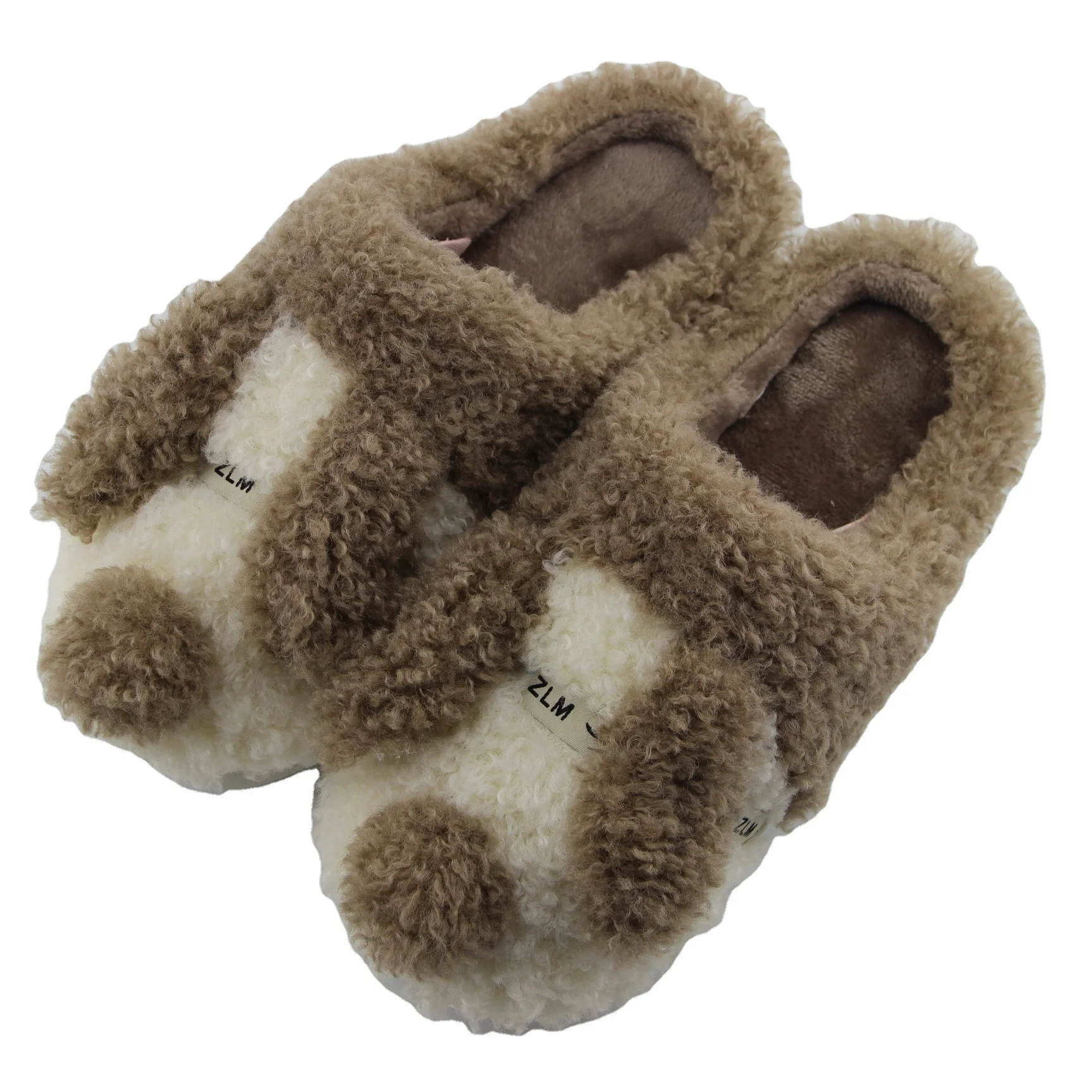 Cute Pluffy Dog Style Soft Slippers 2021 Hotsales Winter Indoor Children Slippers