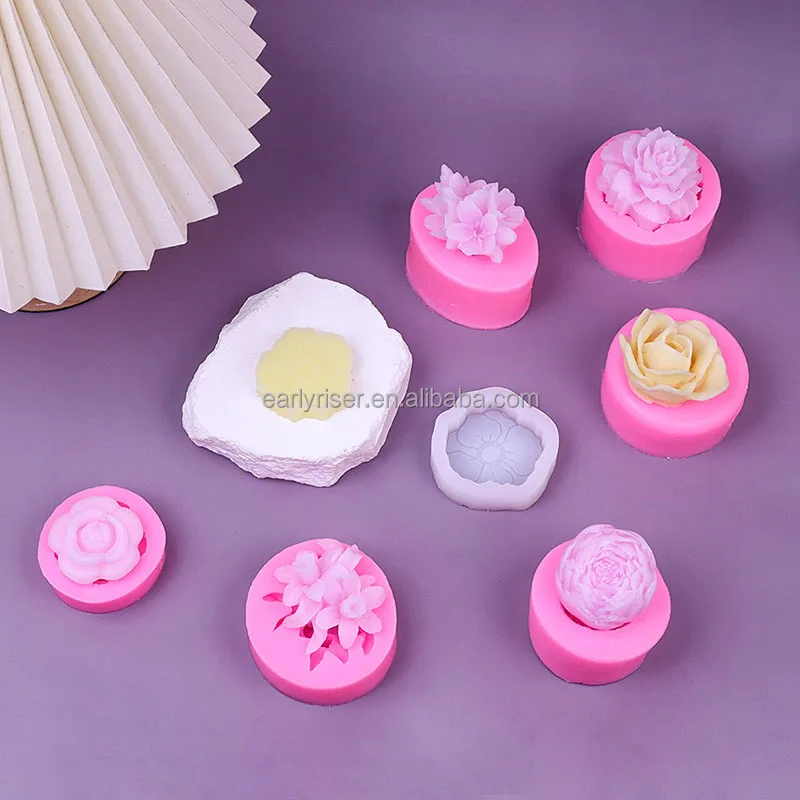 Early Riser Various Shapes Flower Silicone Candle Mold Creative Flowers Scented Candles Mold DIY Handmade Soap Mold Cake Tools
