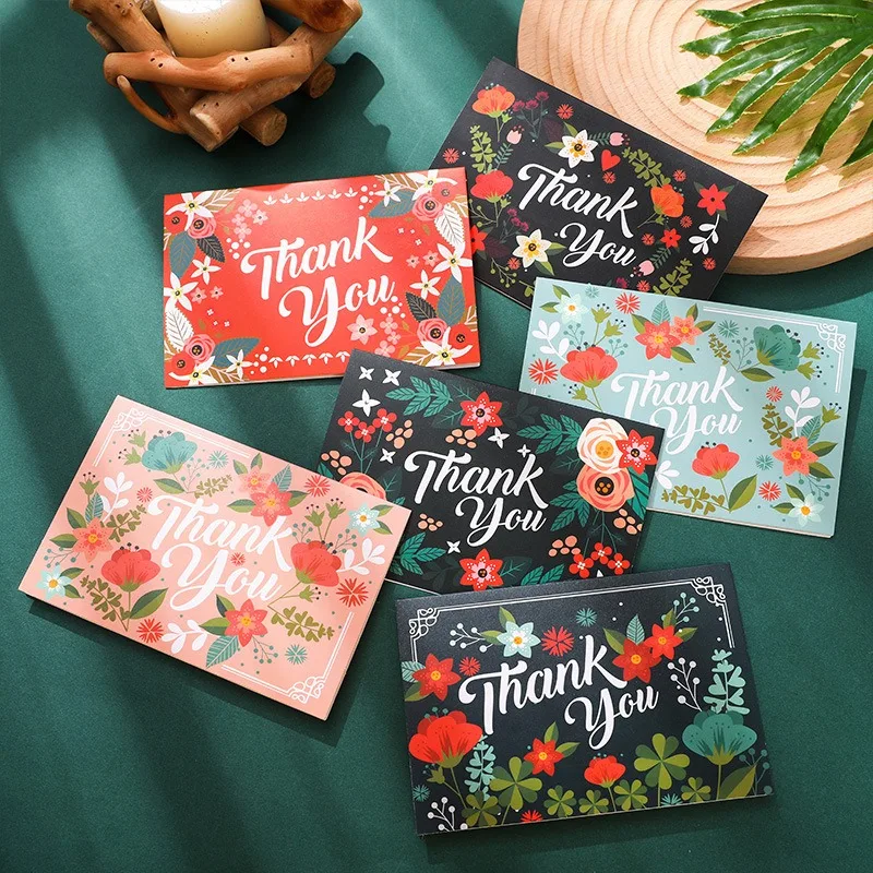 Set Of 6 Thanksgiving Greeting Card With Envelope Green Leaf Wreath Decorations  Thank You Cards