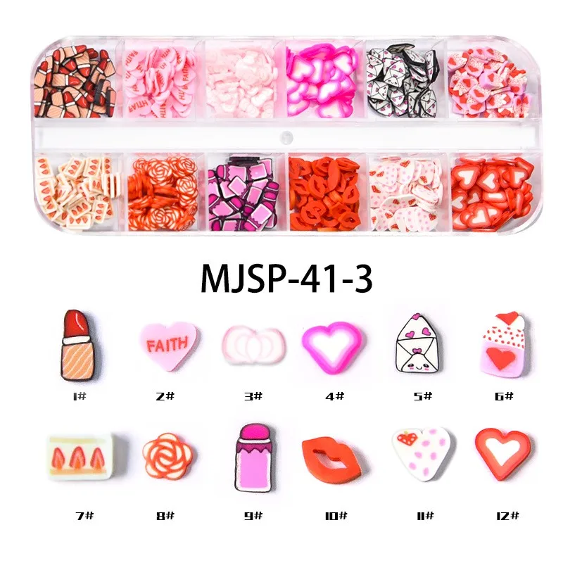 Nail Art Custom shape polymer clay slices san valentin Sprinkles for Slime Nail Art Resin Crafts and DIY Crafts Accessories