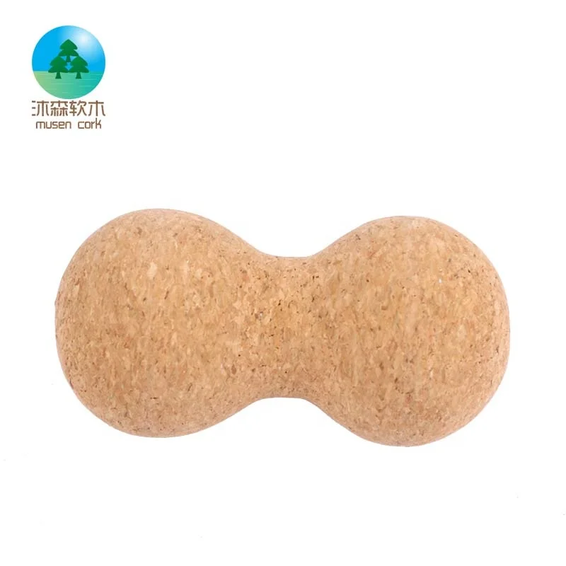 2024 High Quality Eco Friendly Custom LOGO  75*150mm Natural Cork Peanut Massage Ball For Neck Foot