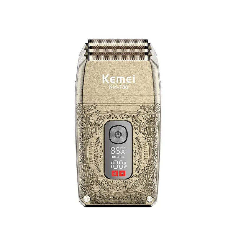 Kemei KM-T88 Compound Three Knife Net Shaver Digital Display Electric Razor Head Oil Head Gradient Shaving Machine USB Charging