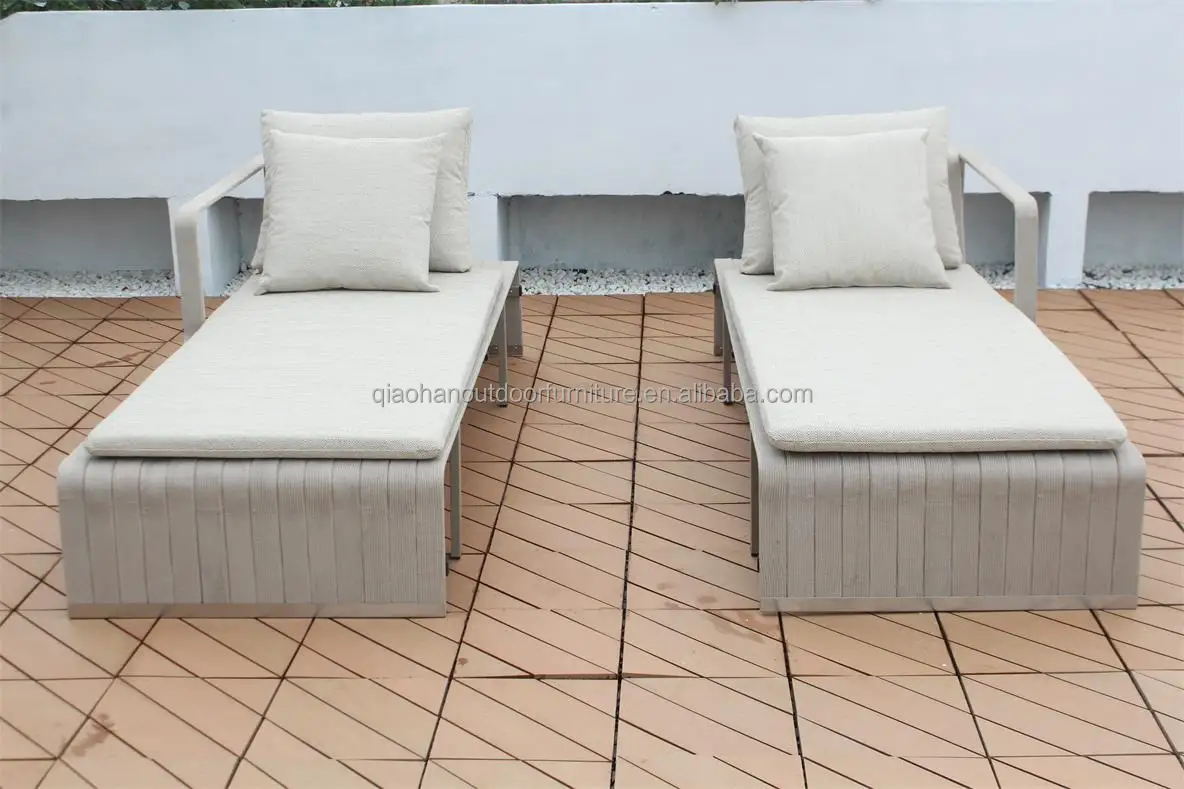 Garden day bed aluminium frame outdoor garden furniture patio rope wrapped swimming pool sun lounger
