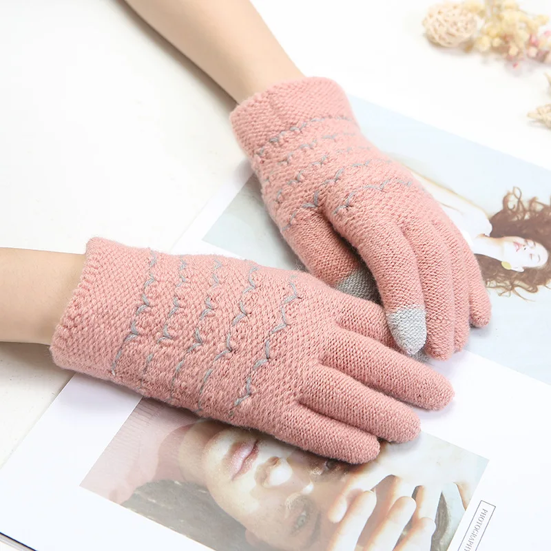 2019 Winter Magic Gloves Touch Screen Women Warm Stretch Knitted Mittens Gloves
